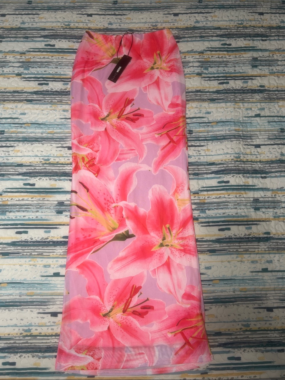 Floral Pink Maxi Mesh Skirt - Picture 5 of 5